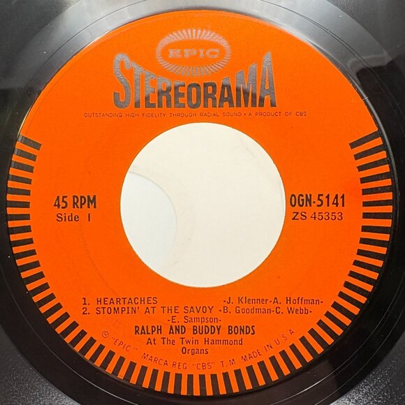 Ralph and Buddy Bonds Heartaches / Stompin Savoy 45 Vinyl EP Twin Hammond Organs - Picture 1 of 6